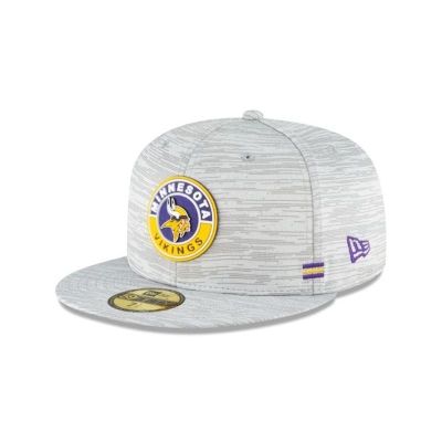 Minnesota Vikings Gorra | New Era Official NFL Fall Sideline 59fifty Fitted Cap Mexico - Grises